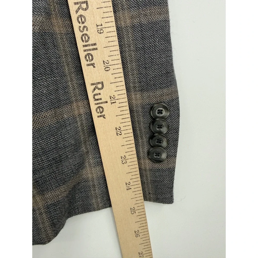 Jo A Bank Blazer Mens 42R Gray Beige Plaid Linen Wool Brrr Sport‎ Coat